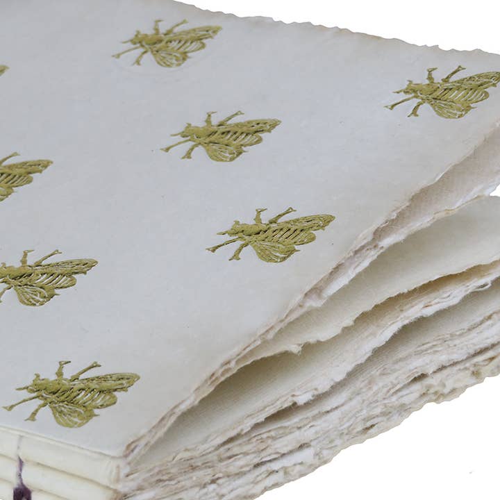 Epigram - Wholesale Notebook - Parchment paper notebook with golden bee pattern (Napoleon) A63