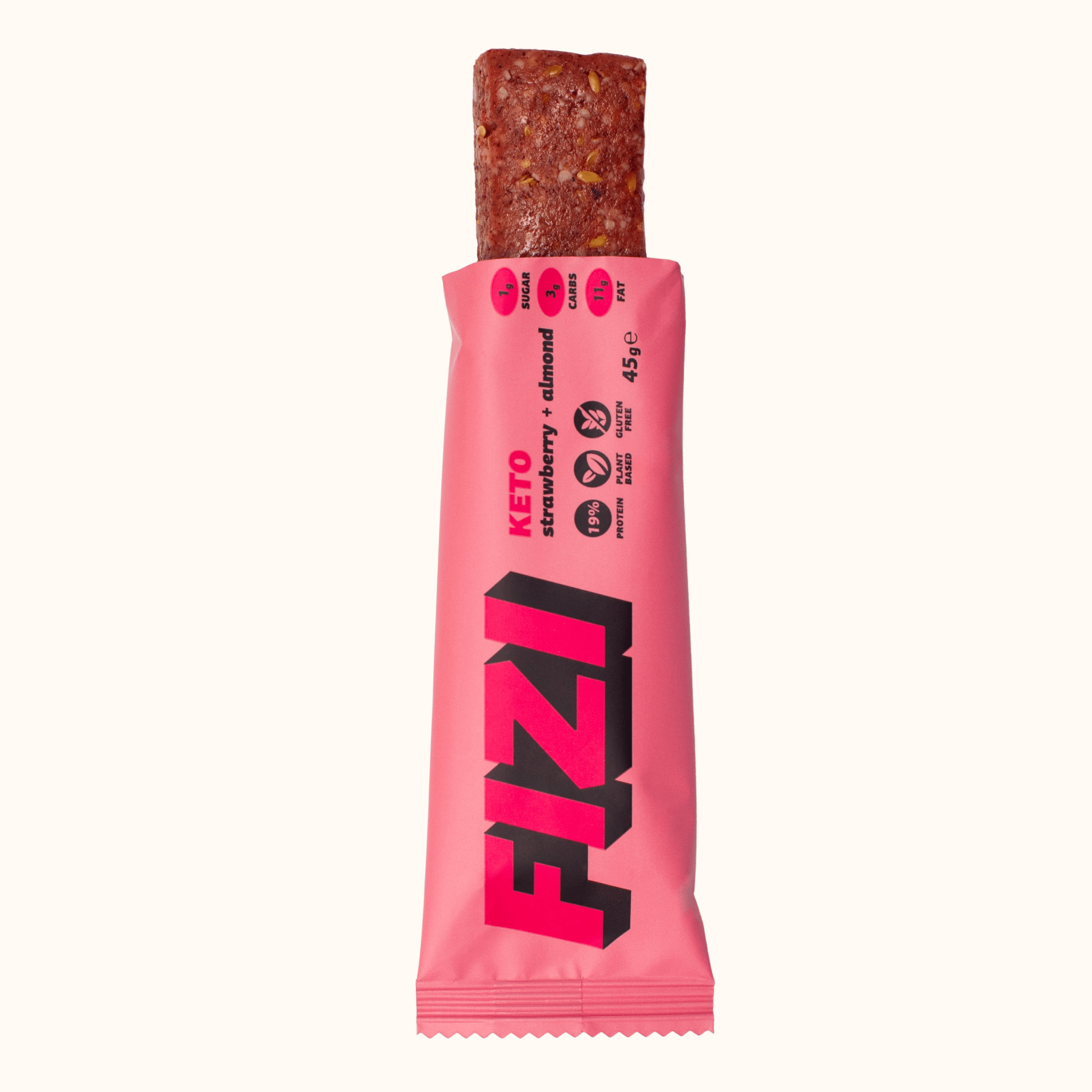 FIZI – Snack Bar por atacado – Keto "Morango + Amêndoa" 10x45 g4