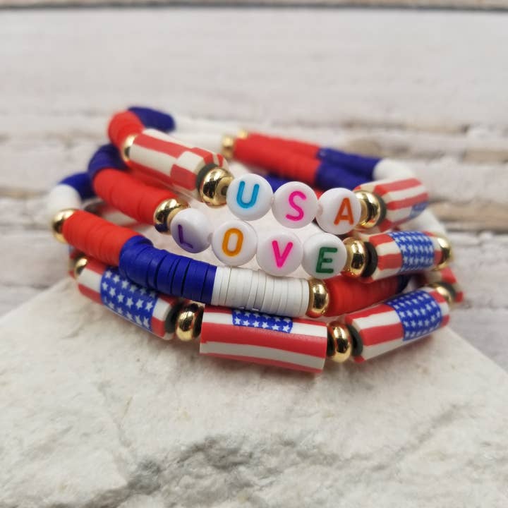 Independence Day Clay Bracelet for wholesale by Treasure Wholesale