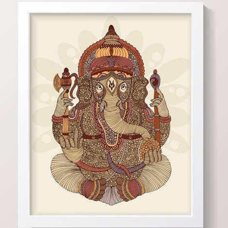 Ganesha Archival Art Print, Pen and Ink for wholesale by Valentina Harper