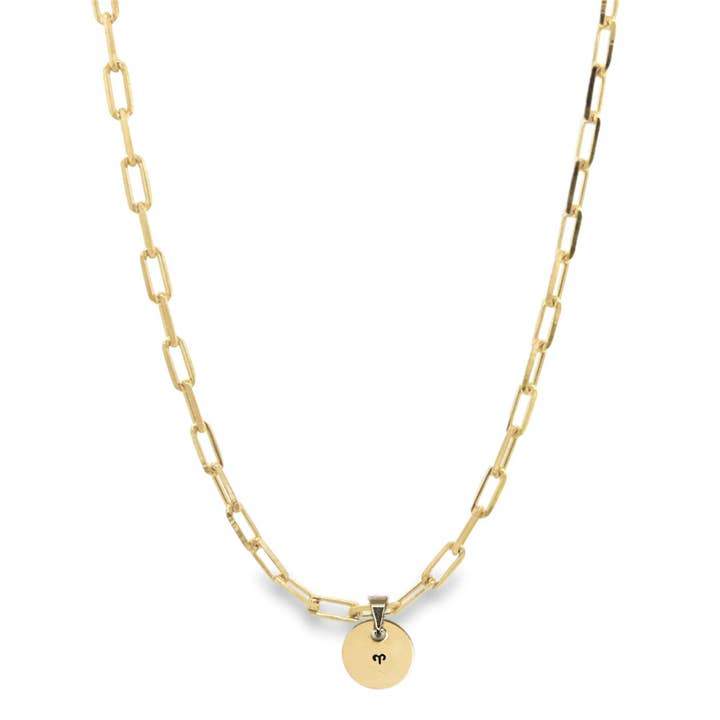 Zodiac Disk Engraved Personalized Chain Necklace for wholesale by Camilla Limón