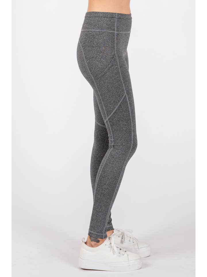 Heather Grey Actieve legging over de volledige lengte en zijzak voor groothandel op Faire3