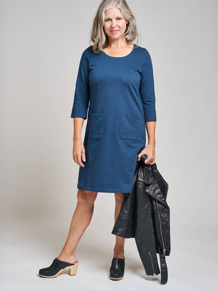 Loop Knit Blau Sylvan Shiftkleid Loop Strick Blau für den Großhandel auf Faire