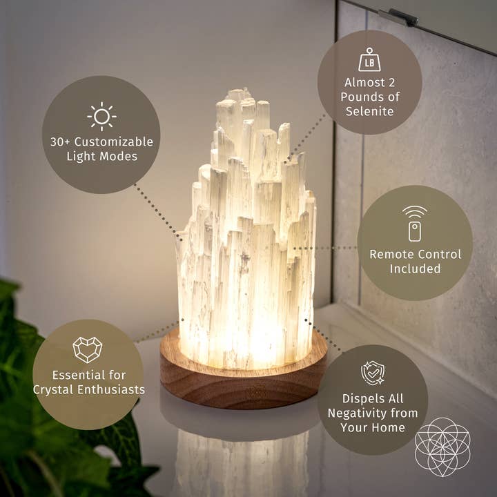 Conscious Items – Großhandel Spiritueller Stein/Kristall – Die Cleanse-All Selenitlampe - 2 Pfund Heilungskraft
