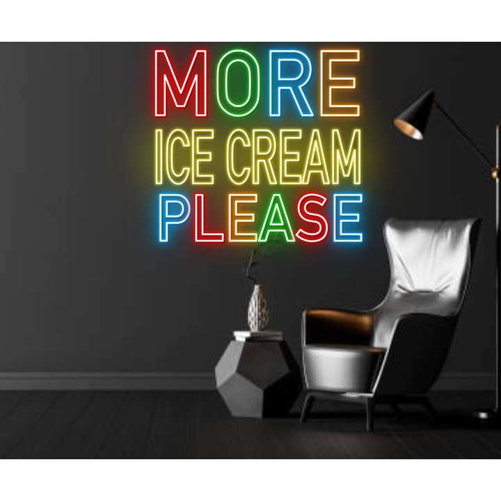 Glow Neon - Wholesale Neon Sign - More Ice Cream Please Neon Sign, Ice Cream parlor Wall Art