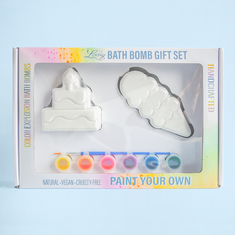Luxiny Products - Luxurious Bath and Body - Vente Bombe de bain/poudre effervescente pour le bain - Ensemble de bombes de bain à peindre soi-même – Gâteau & Glace – Amusement DIY1