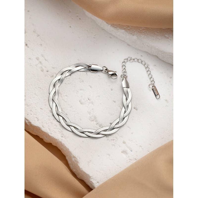 Gemscape UK - Vente Bracelets maillon et chaîne - Bracelet Chaîne Serpent Argent Torsadé pour Femme – Ajustable1