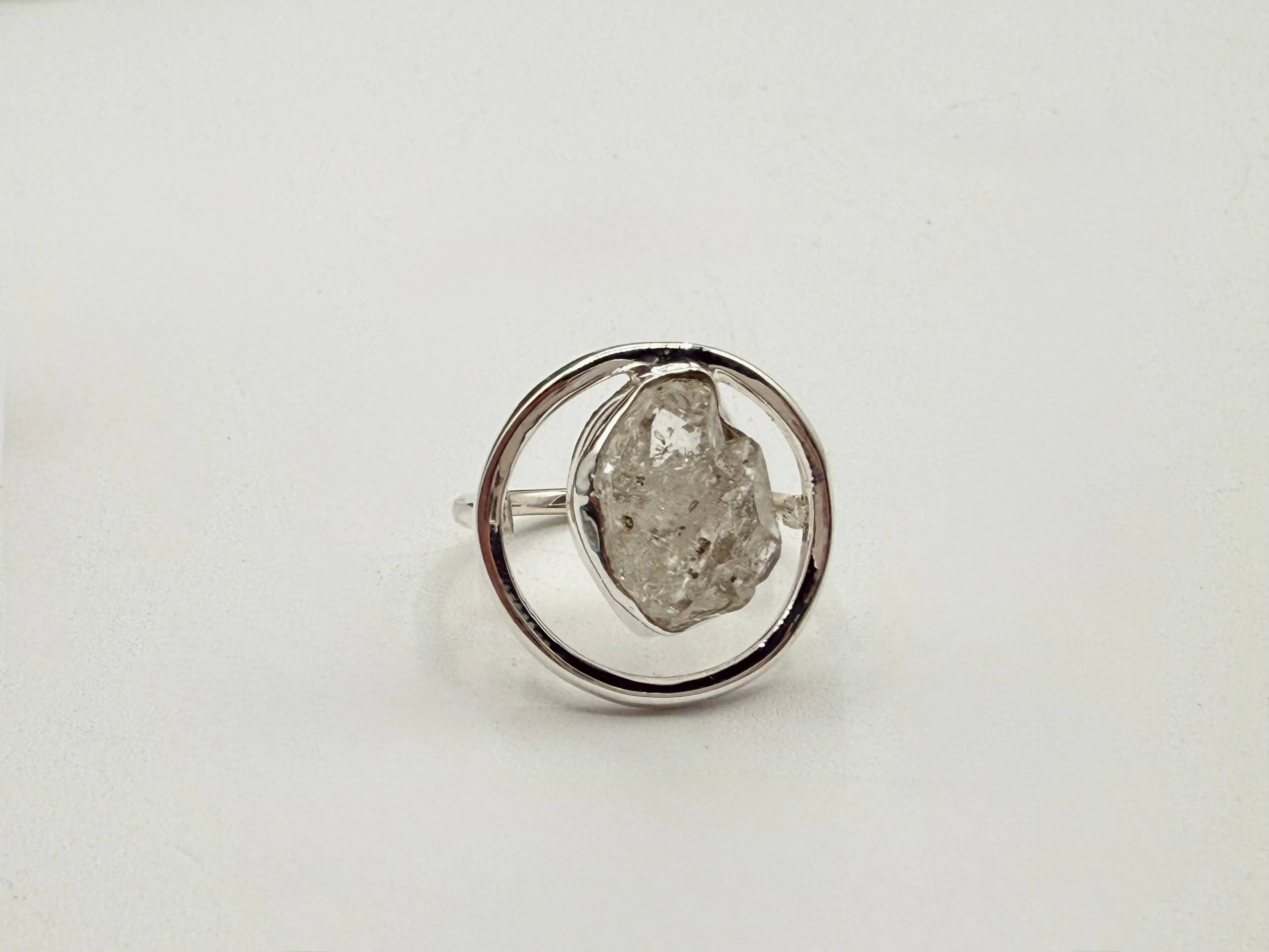 Meraki Gemstones - Wholesale Single Stone/Solitaire Ring -  Herkimer Diamond Rough Gemstone 925/Sterling Silver Ring 0
