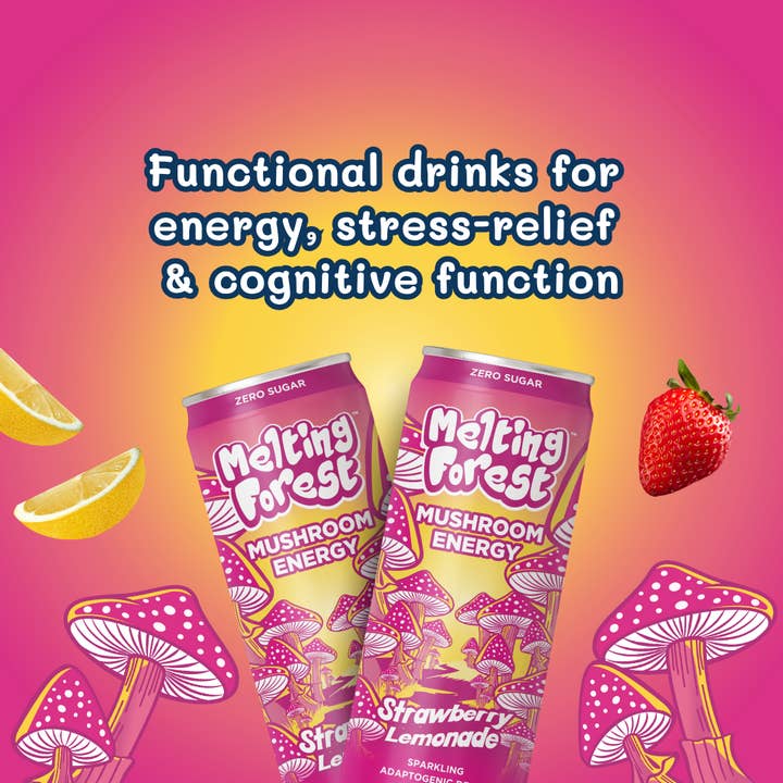 Melting Forest - Wholesale Sports/Energy Drink - Mushroom Energy Drink | Strawberry Lemonade | Adaptogen8
