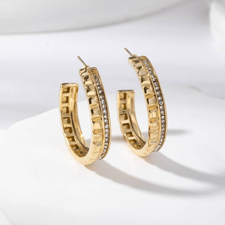 Lovelika - Wholesale Single Earring - Hoop earrings with rhinestones - Clémence