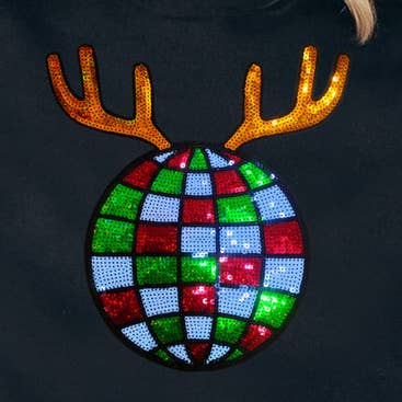 Reindeer Disco Ball Sequin Patch for wholesale by Trendy Transfers