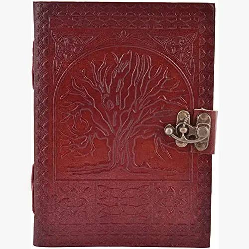 Tree of Life Handmade Leather Unlined Journal - Genuine Leather Notebook & Daily Notepad for Men & Women Paper (7 x 5 Inches) for wholesale by Tuzech Leather