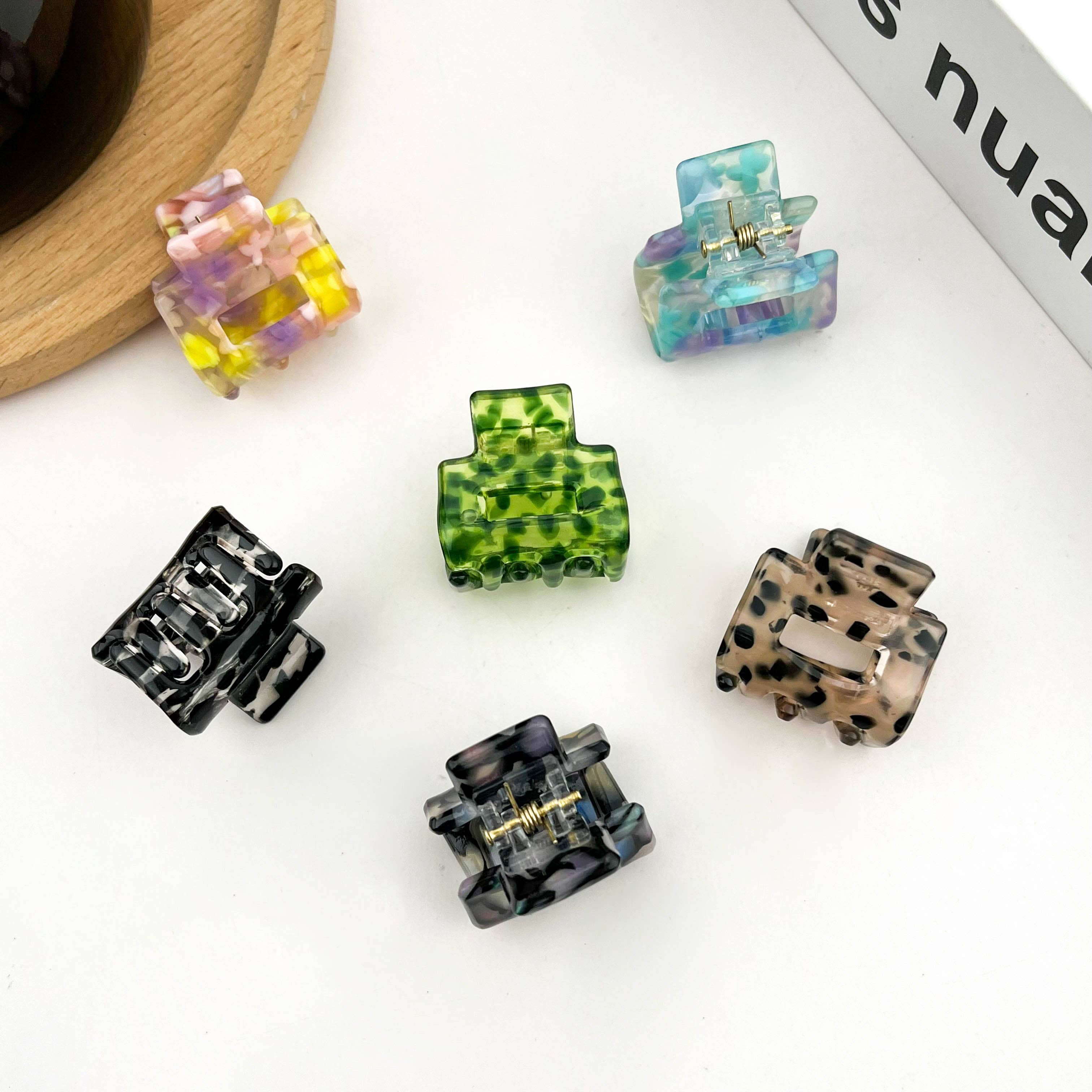 TheDivaSoap - Wholesale Hair Clip - Women's - 0.98'' Acetate Colorful Polka Dot Mini Square Hair Claw Clip6