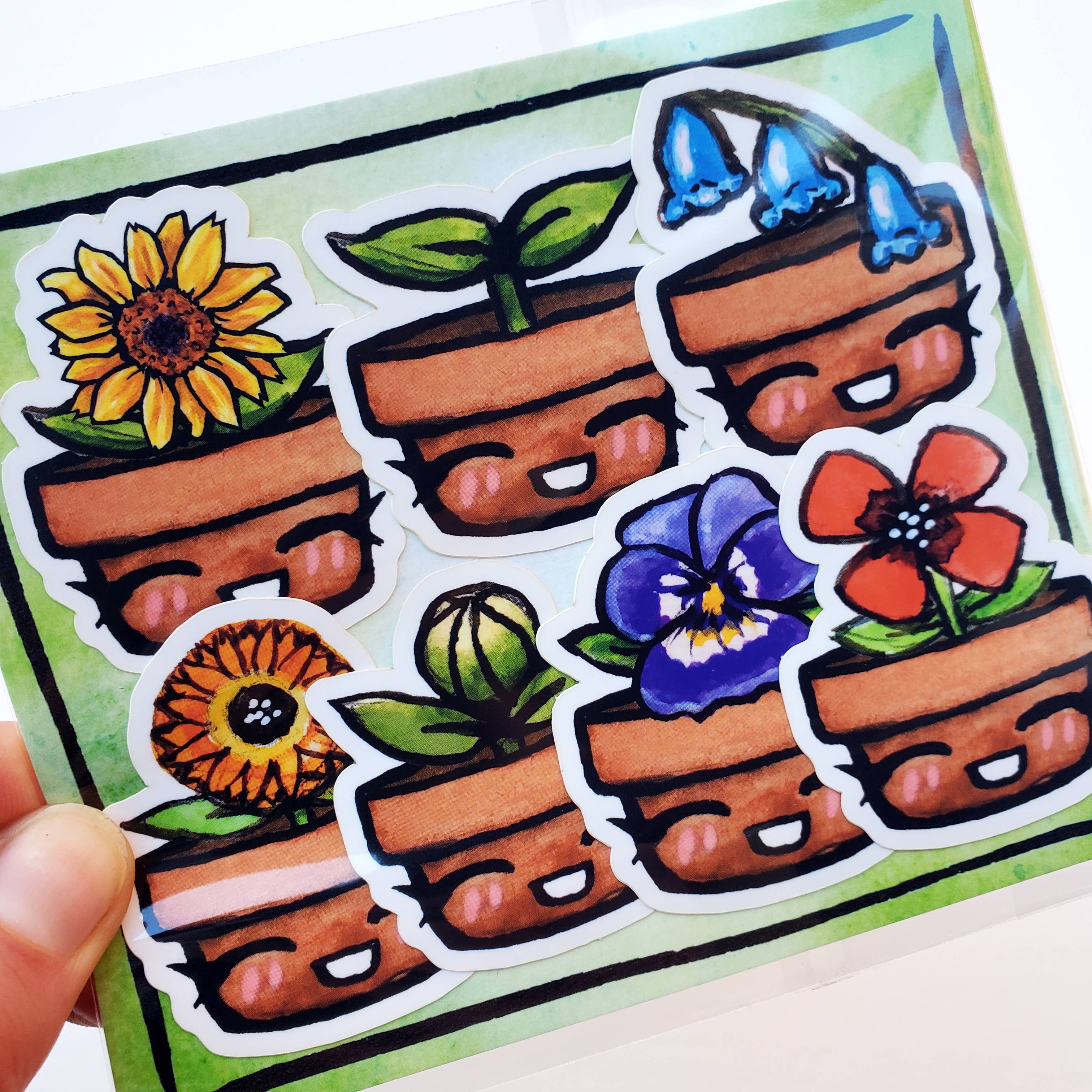 Art by Trisha Hall - Wholesale Sticker - Flower Pots | Matte Sticker Pack2