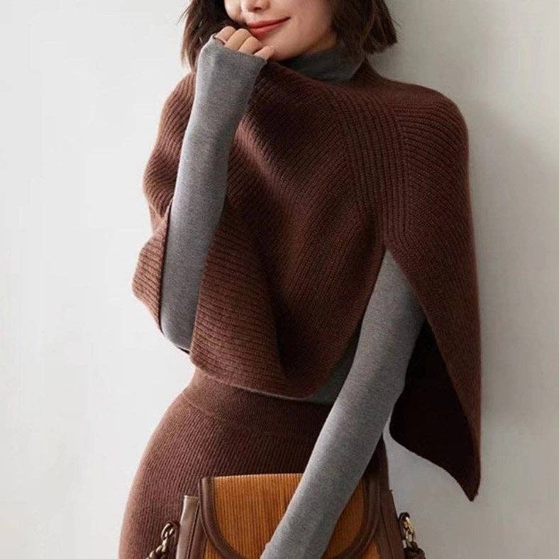 Dipped Shop - Vente Écharpe – femme - Écharpe châle tricotée de couleur unie fendue sur le côté DPS16119