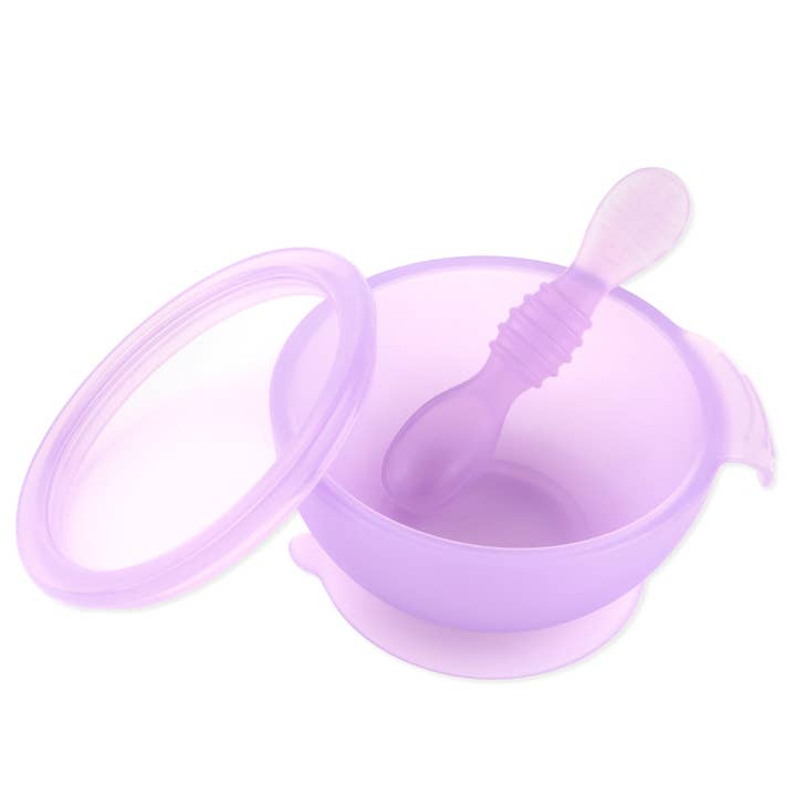 Silicone First Feeding Set: Purple Jelly for wholesale by Bumkins