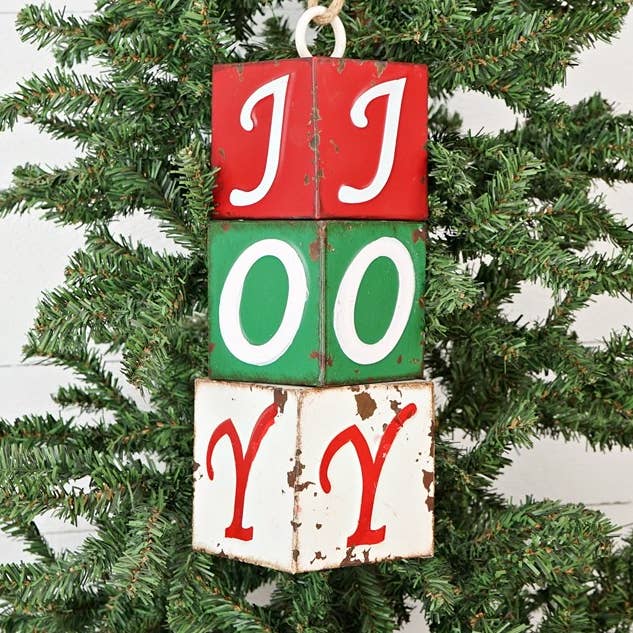 11228- Metal Ornament-Stack of JOY Gift Box-0/6pcs for wholesale by Impressive Enterprises, Inc.