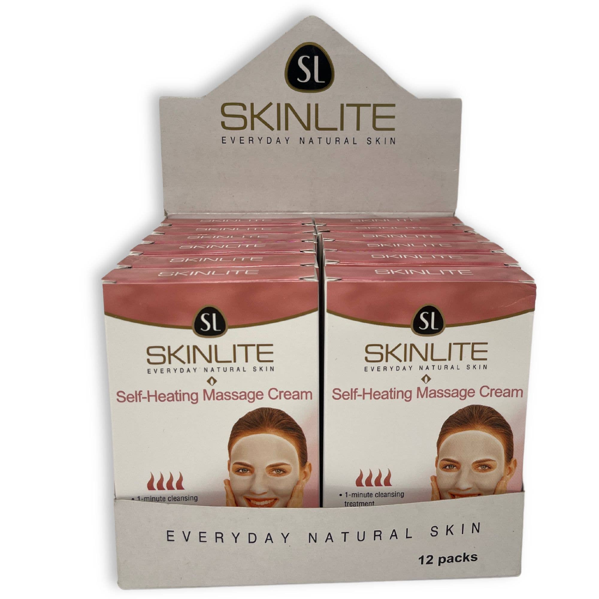 Rucci Professional - Venta al por mayor Mascarilla - Crema de Masaje Autocalentable Skinlite (Paquete de 12) con Expositor1