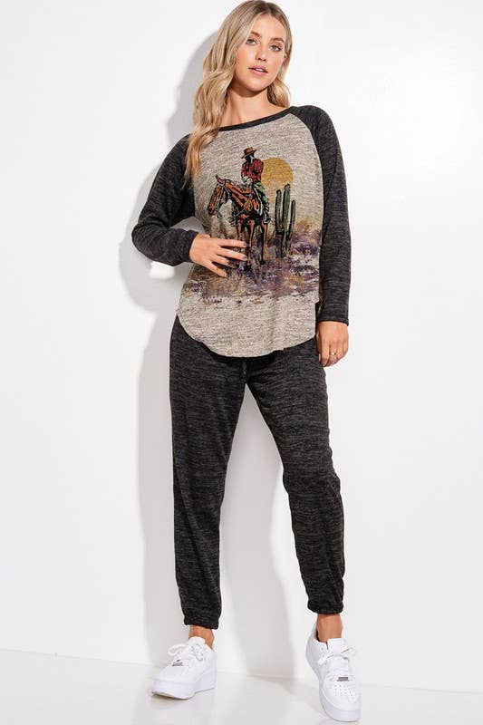 Lemon Tree - Wholesale Lounge Set - Women's - Desert cowboy print lounge wear set3