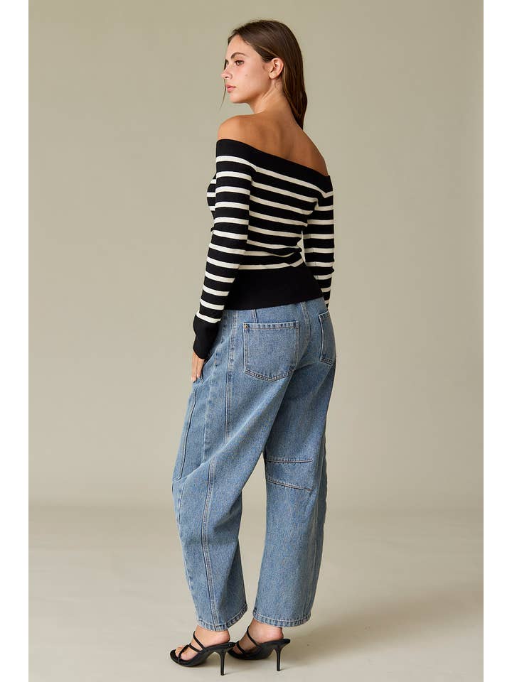 WHITE PT18350 - Bella Off the Shoulder Knit Top for wholesale on Faire5