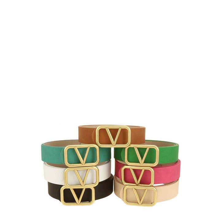 anbfashion - Wholesale Belt - Women's - METAL V BUCKLE LEATHER BELT