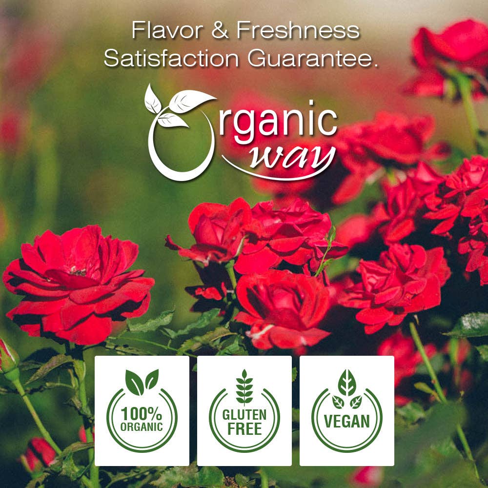 Organic Way LLC - Vente Thé en vrac - Pétales de rose séchés (Rosa Centifolia) - purs, comestibles et parfumés pour thé | Certifiés USDA & kasher | Végan, sans OGM ni gluten | 100 % bruts d'Inde2