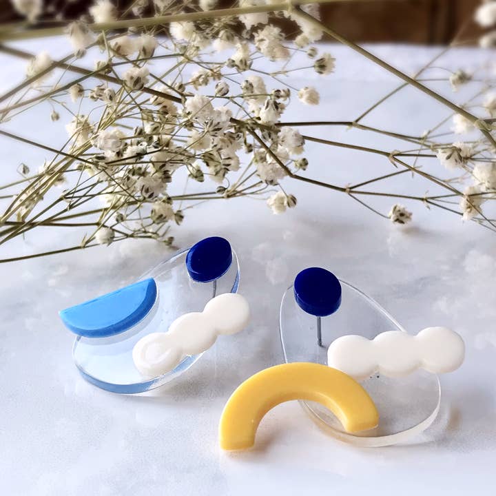 Pearl and Ivy Studio - Wholesale Dangle Earrings - Sun moon cloud acrylic stud earrings - Night and Day1
