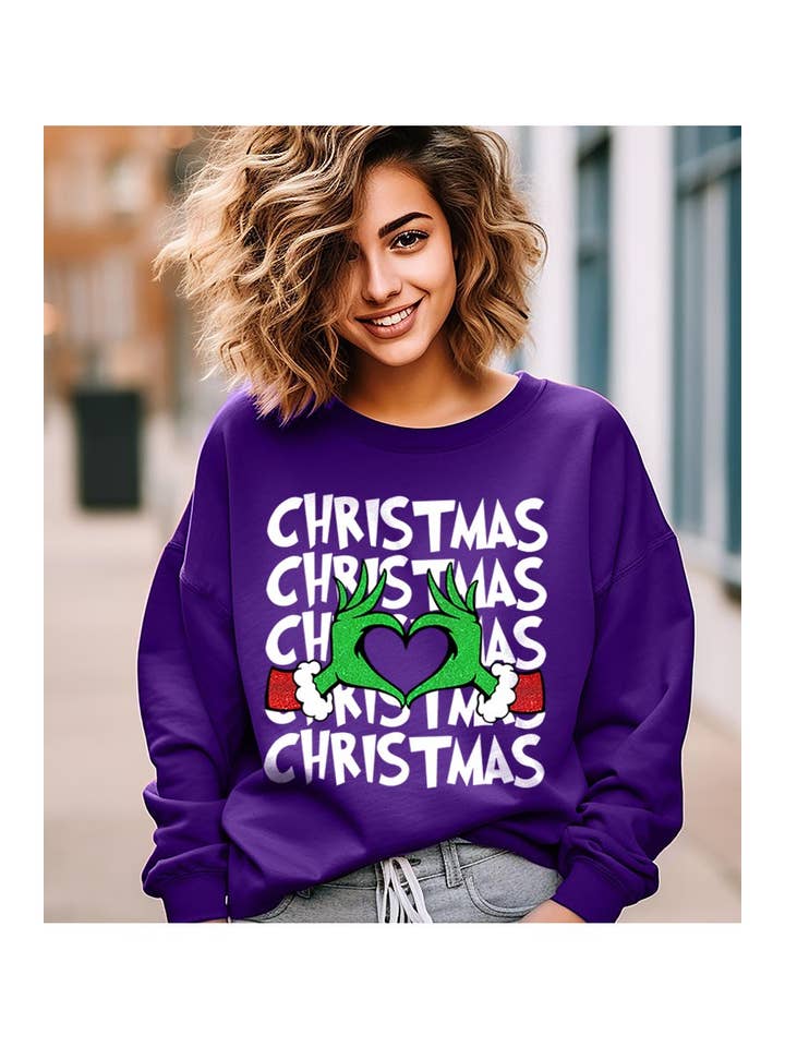 GRINCHMAS, WEIHNACHTLICHES UNISEX-FLEECE-SWEATSHIRT, GRAFIK für den Großhandel von COLORBEAR