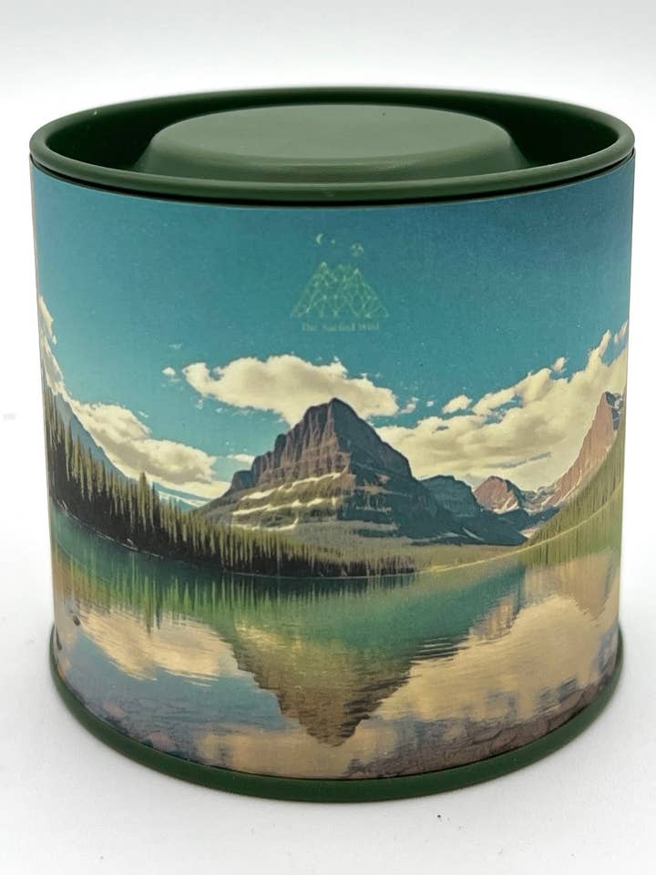 Lata de Viaje con Mapa Vintage - Lago Two Medicine, Parque Glacier para venta al por mayor de The Sacred Wild Candle Co