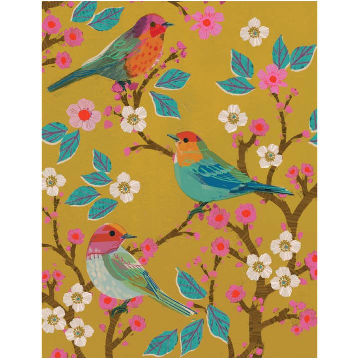 Floral Finches Blank Card for wholesale by Studio Eleven Papers