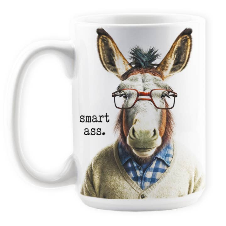 Love Letters - Wholesale Coffee Mug - 'SHOW' ANIMALS: Smart Ass /. anthropomorphic donkey mug