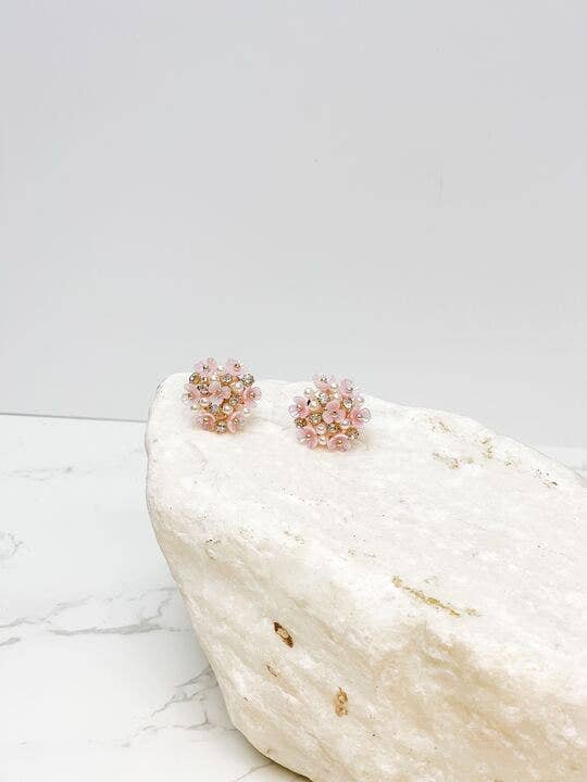 Pearl & Flower Cluster Post Earrings for wholesale by Prep Obsessed Wholesale
