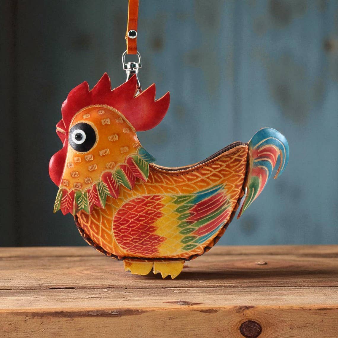 Sunflower Handmade leather inc - Wholesale Keychain - Unisex - Genuine leather Rooster coin purse key chain wallet3