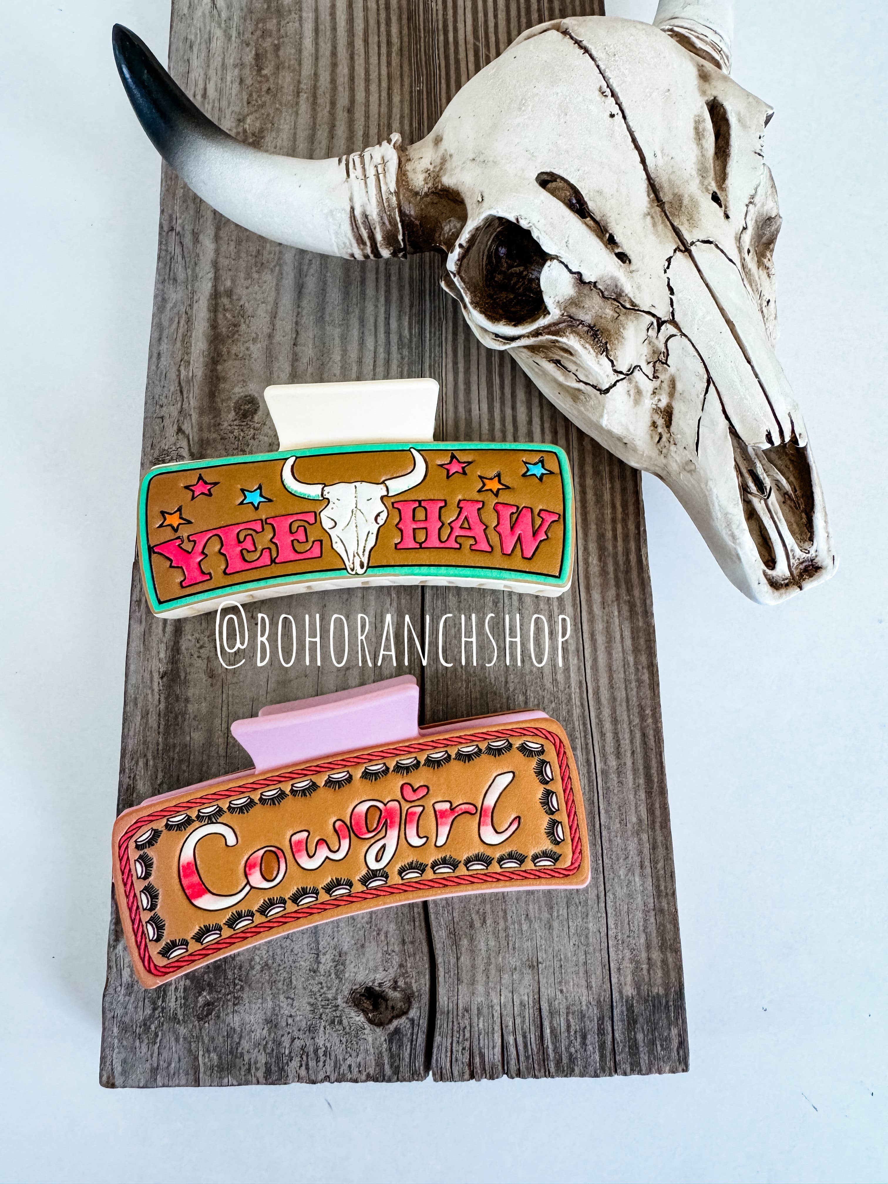 Boho Ranch Shop - Wholesale Hair Clip - Women's - Large Western Faux Embossed Leather Hair Clip Claw7