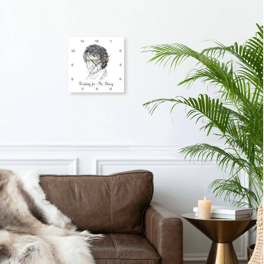 3dRose - Wholesale Wall Clock - 3dRose, Waiting for Mr Darcy Pencil Illustration, Wall Clock0
