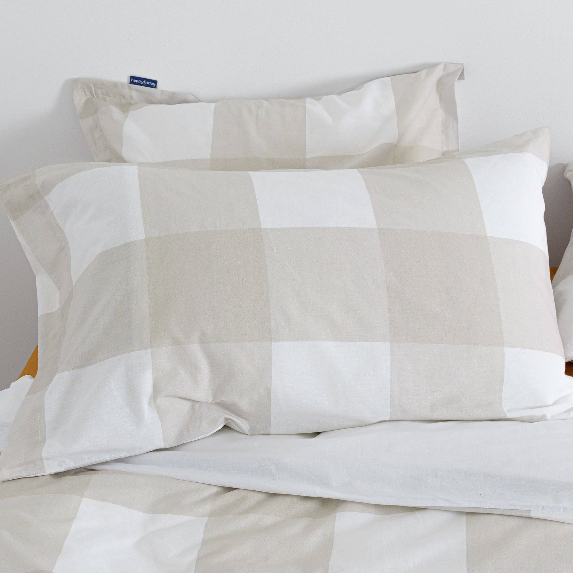 Happyfriday – Engroshandel Hovedpudebetræk – Gingham Pudebetræk Beige2