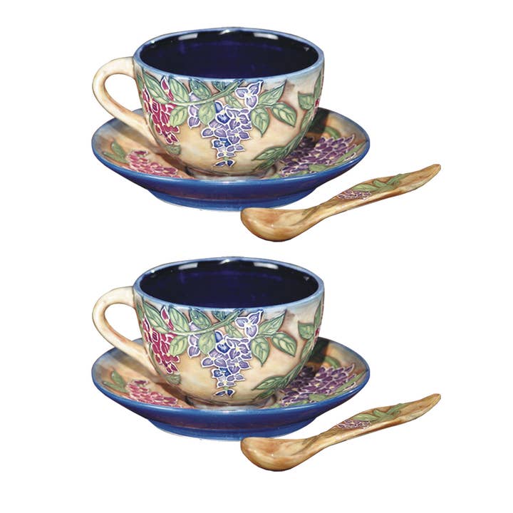 Grapevine Hand-Painted Porcelain 2-Pc Tea Set for wholesale by Dale Tiffany
