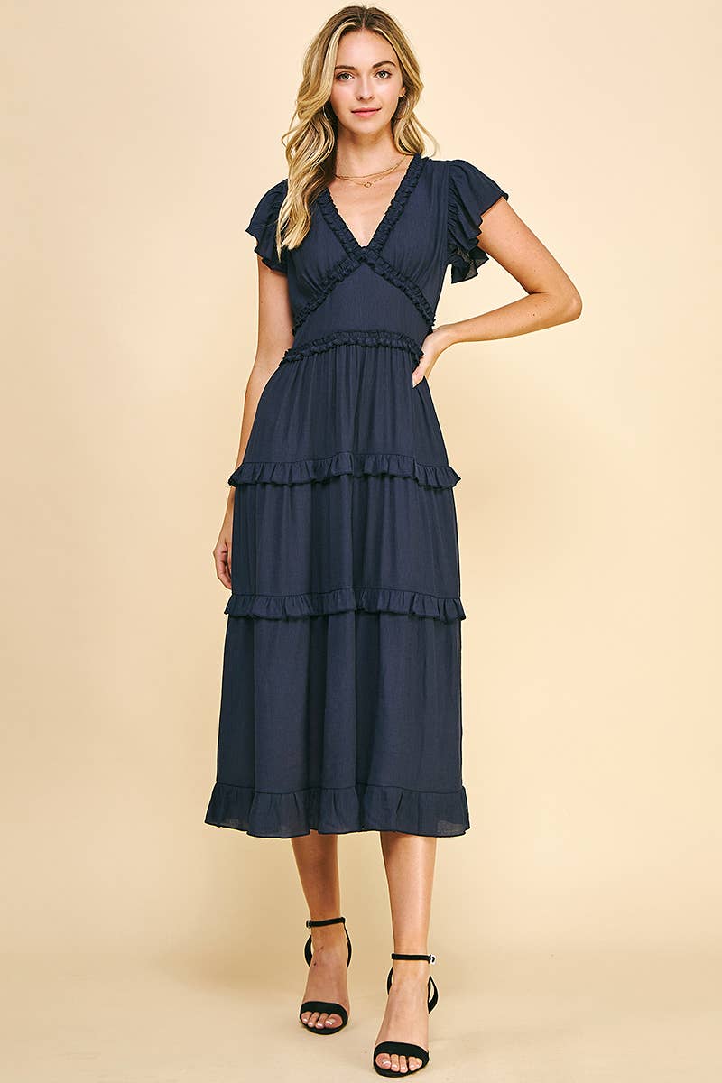 PINCH - Wholesale Dress - Women's - RUFFLED TEA LENGTH DRESS - 3597D38