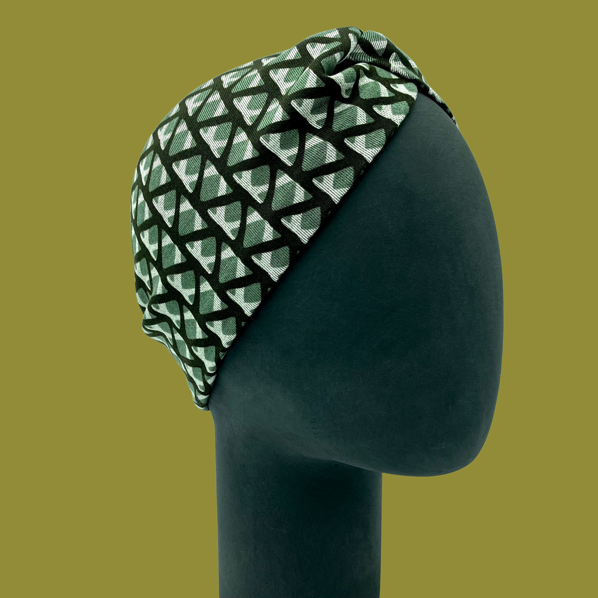 KINDL wien - Wholesale Earwarmers/Ear Muffs - Women's - Twist Headband Green Graphic Ponte Jersey - Made in EU3