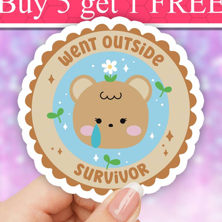 I went outside survivor Waterproof Sticker, Mental Health for wholesale by Neya Sticker Shop