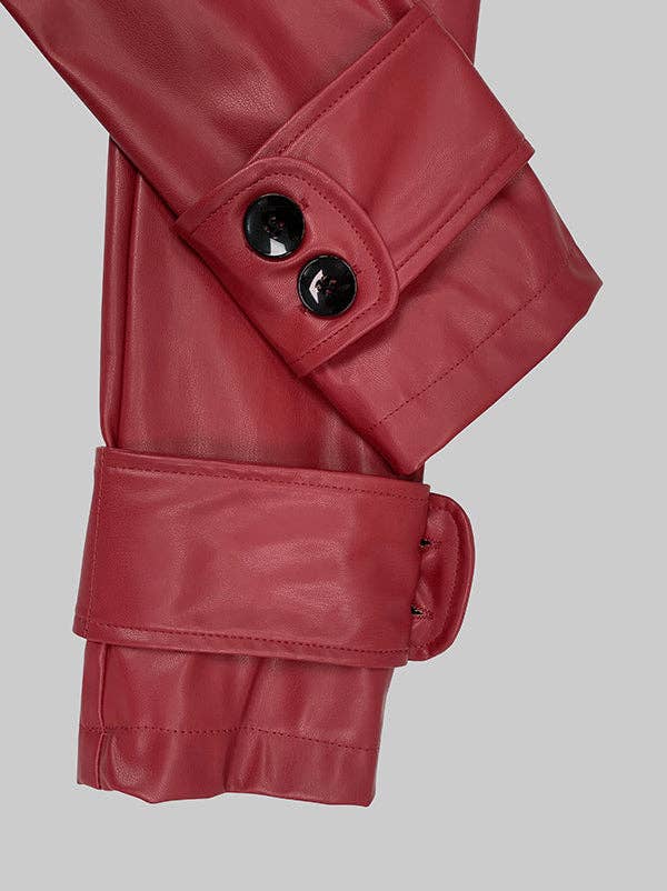 Sheer Trend - Wholesale Leather Jacket - Women's - Long Sleeve Solid Color Notched Collar Jacket10