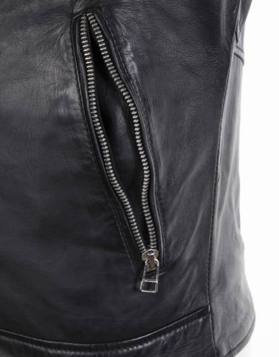 NEGRO Chaqueta de cuero tipo perfecto SCOTT de venta al por mayor en Faire2