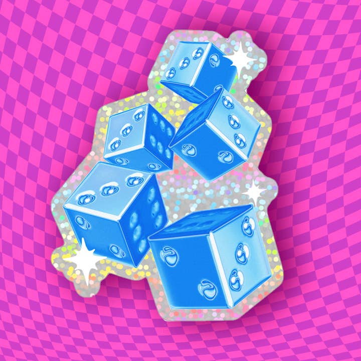 Alex Luciano - Wholesale Sticker - Chrome Dice Glitter Sticker1