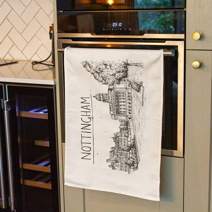 Nottingham Skyline Tea Towel for wholesale by Christopher Walster