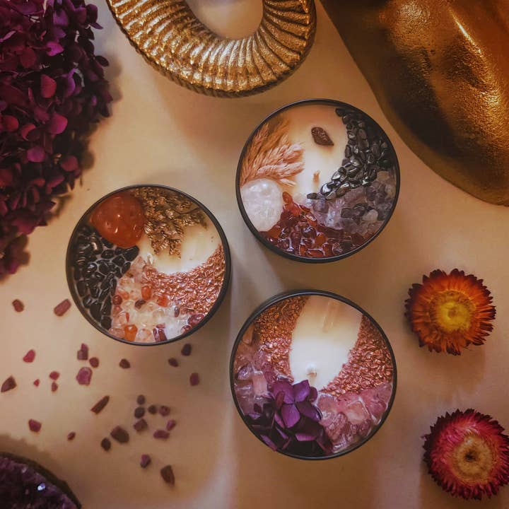 Nymph & Satyr Co. - Wholesale Jar/Filled Candle - Birds of Rhiannon • 8oz Soy Crystal Candle3