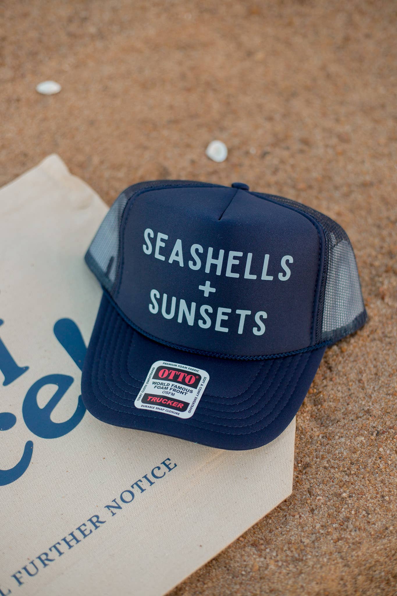 Hartland Goods - Wholesale Trucker hat – Women’s - Seashells and Sunsets Trucker Hat - Navy