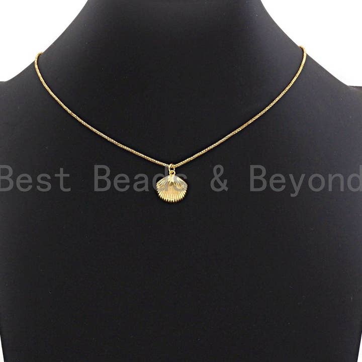 BestBeads&Beyond - Wholesale Individual charm/pendant - Sea Shell Shaped Pendant/Charm, Gold Scallop Shell Pendant, Beach Jewelry, Shell Jewelry, 15mm,sku#Z6963