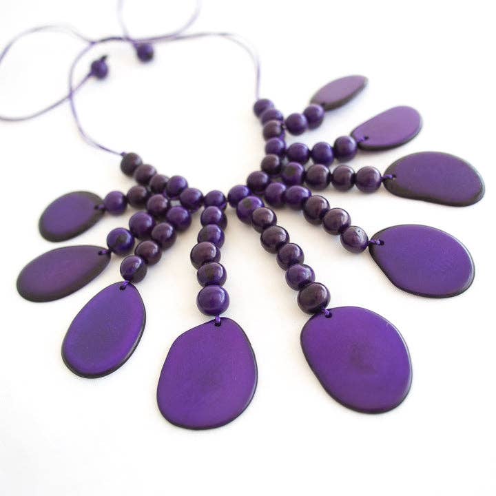 Colar de Tagua Roxo por atacado de Hanami Real Flower Jewelry