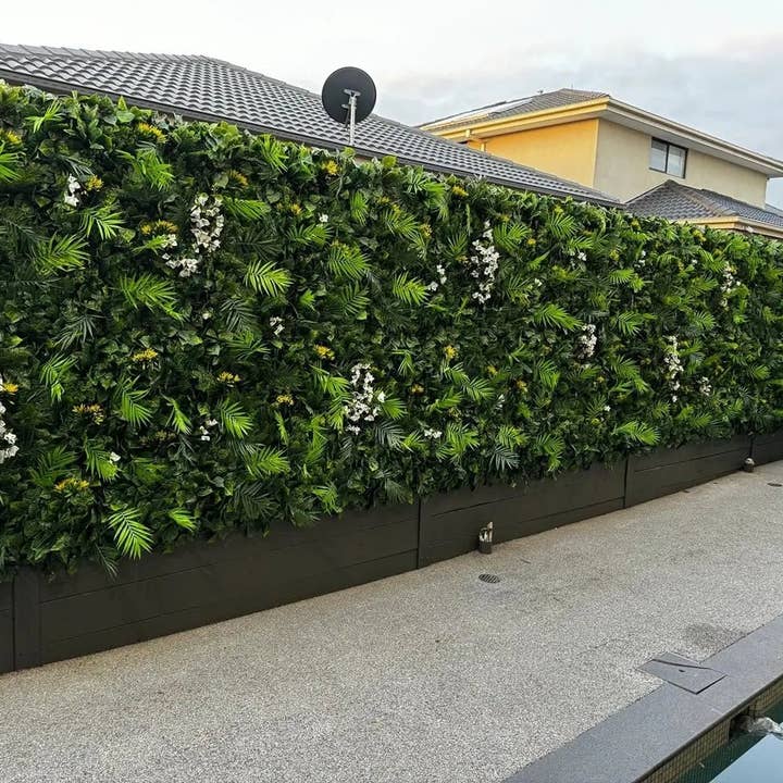 Designer Plants - Wholesale Artificial plant - Luxury Flowering Hawaiian Sunrise Artificial Vertical Garden 40" x 40" 11SQ FT Commercial Grade UV Resistant11