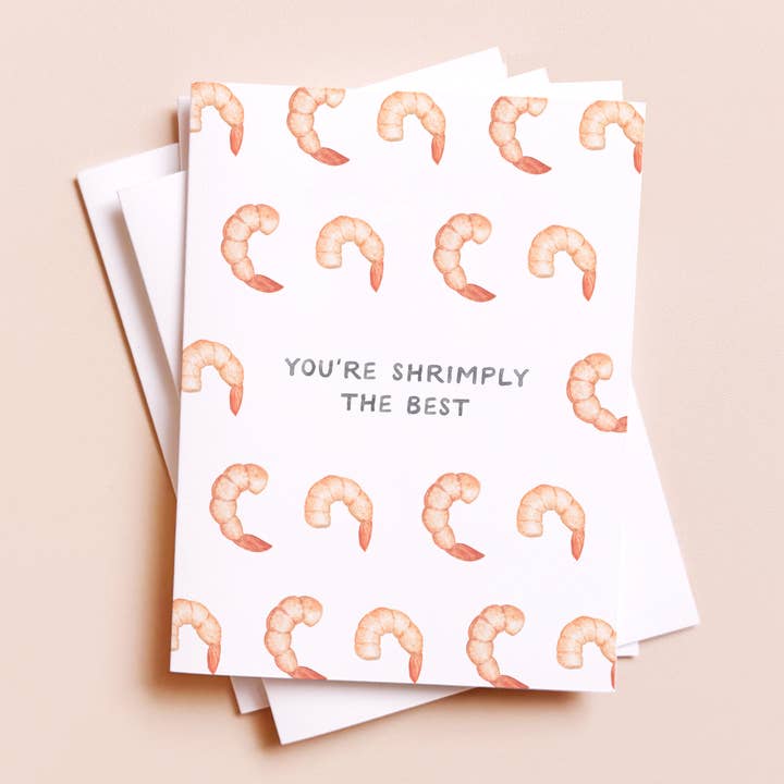 Amy Zhang - Wholesale Friendship Card - Shrimply The Best — Animal Pun Friendship Card0